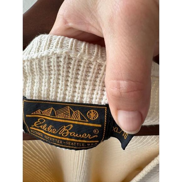 Vintage Eddie Bauer Cream Knit Cardigan Sweater -‎ XL - Small flaw - Picture 2 of 4